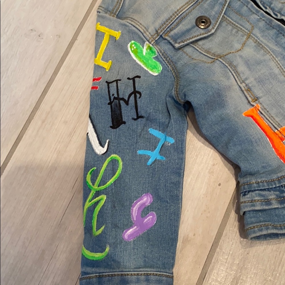 🎉HP🎉 Custom HERMÉS-themed denim jacket 2T - Picture 6 of 11